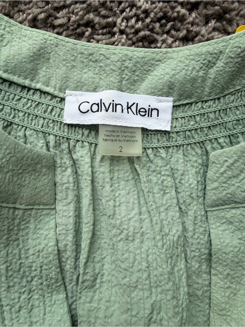 Calvin Klein Light Sage Textured Tiered Midi Dress - Picture 3 of 6